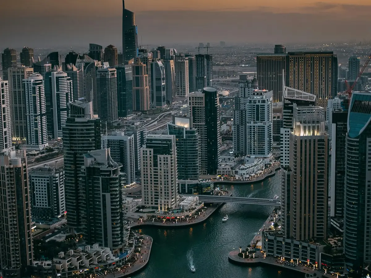 Dubai Marina’s waterways and residential towers